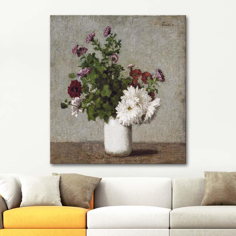 Henri Fantin Latour Autumn Chrysanthemums In A White Vase Art Print