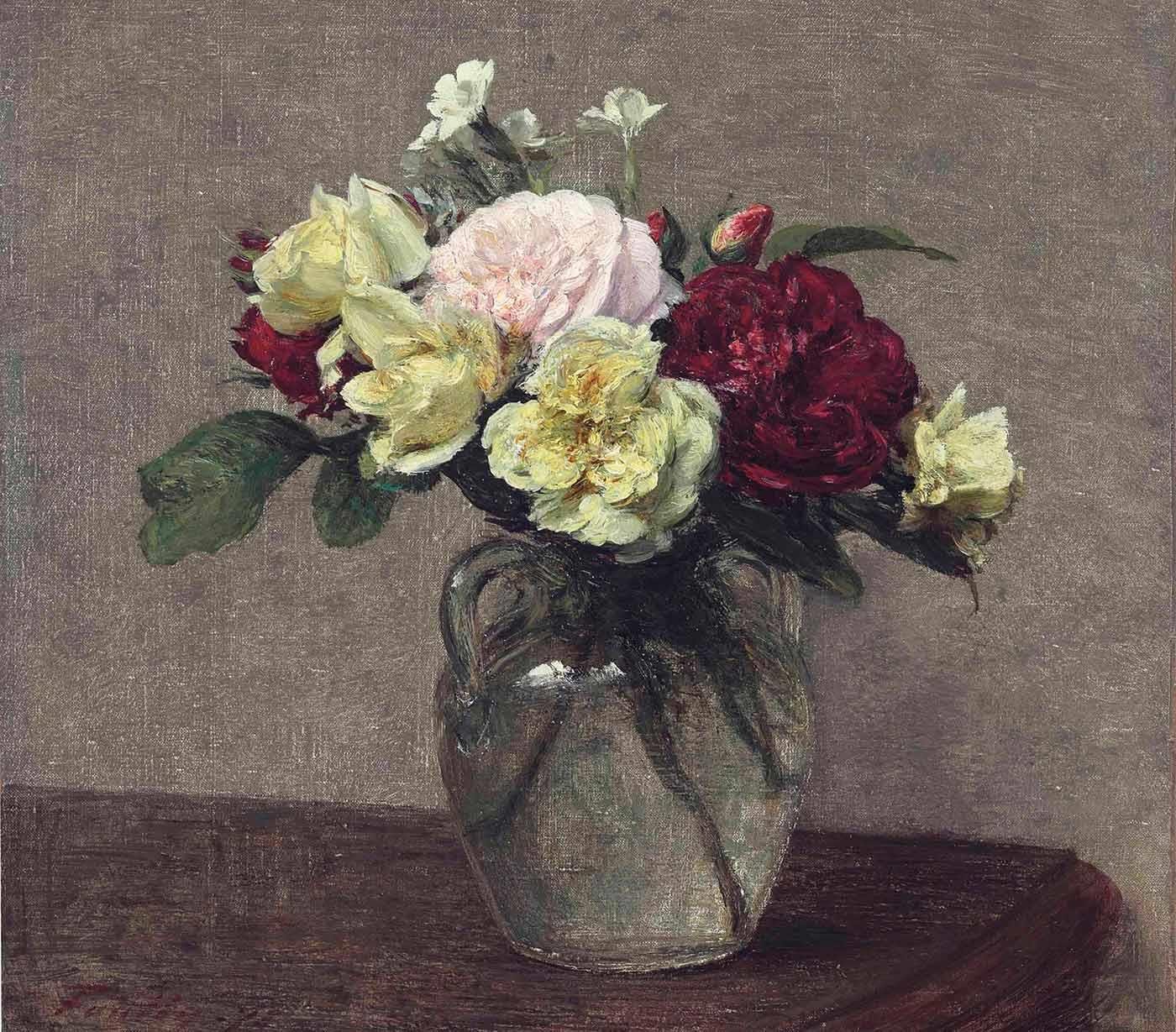Bouquet Of Various Roses And Carnations by Henri Fantin Latour