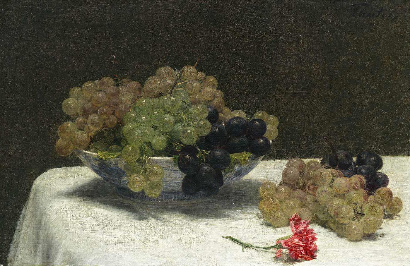 Henri Fantin Latour Üzümler ve Karanfil Kanvas Tablo