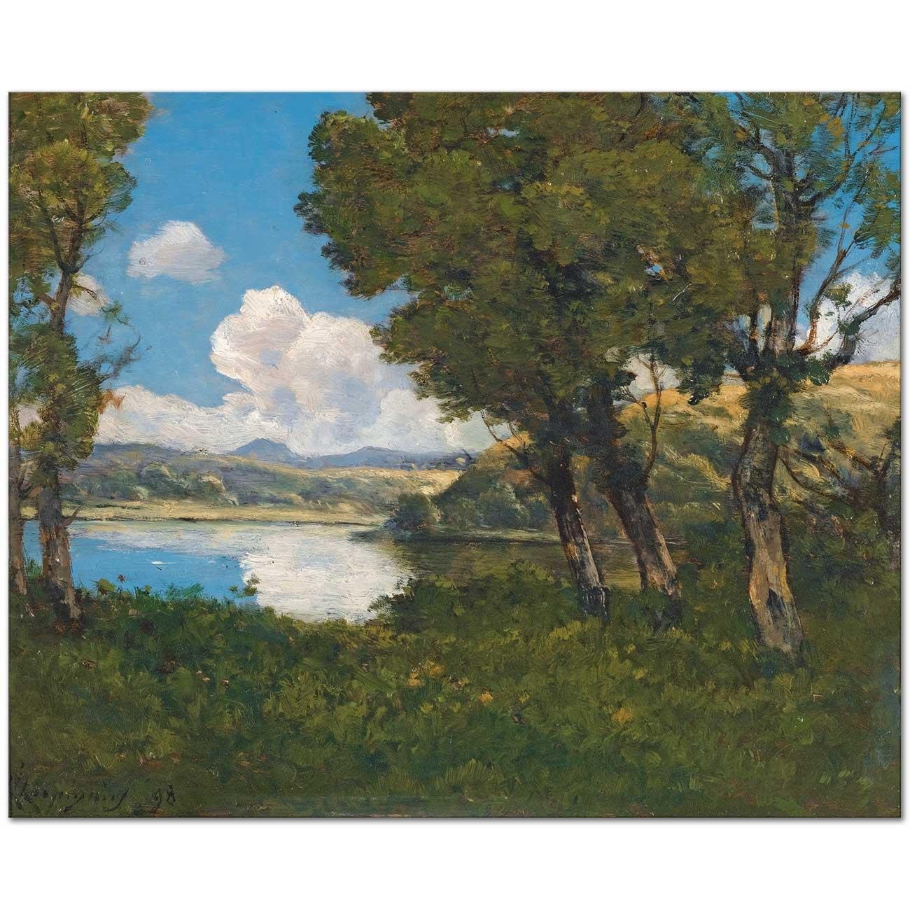 Henri Joseph Harpignies Göl Kıyısı Kanvas Tablo