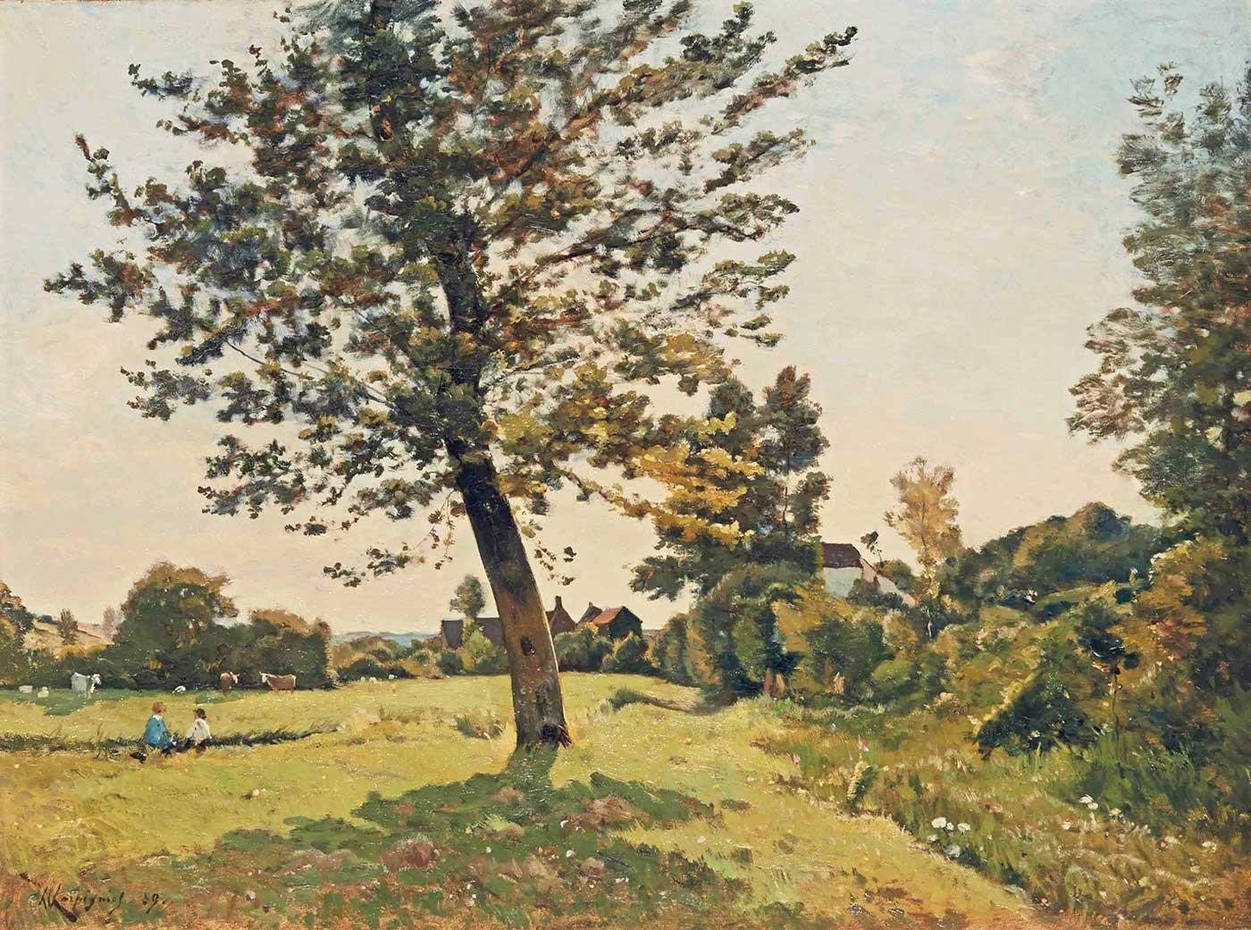 Henri Joseph Harpignies Gün Işığında Çayır Kanvas Tablo