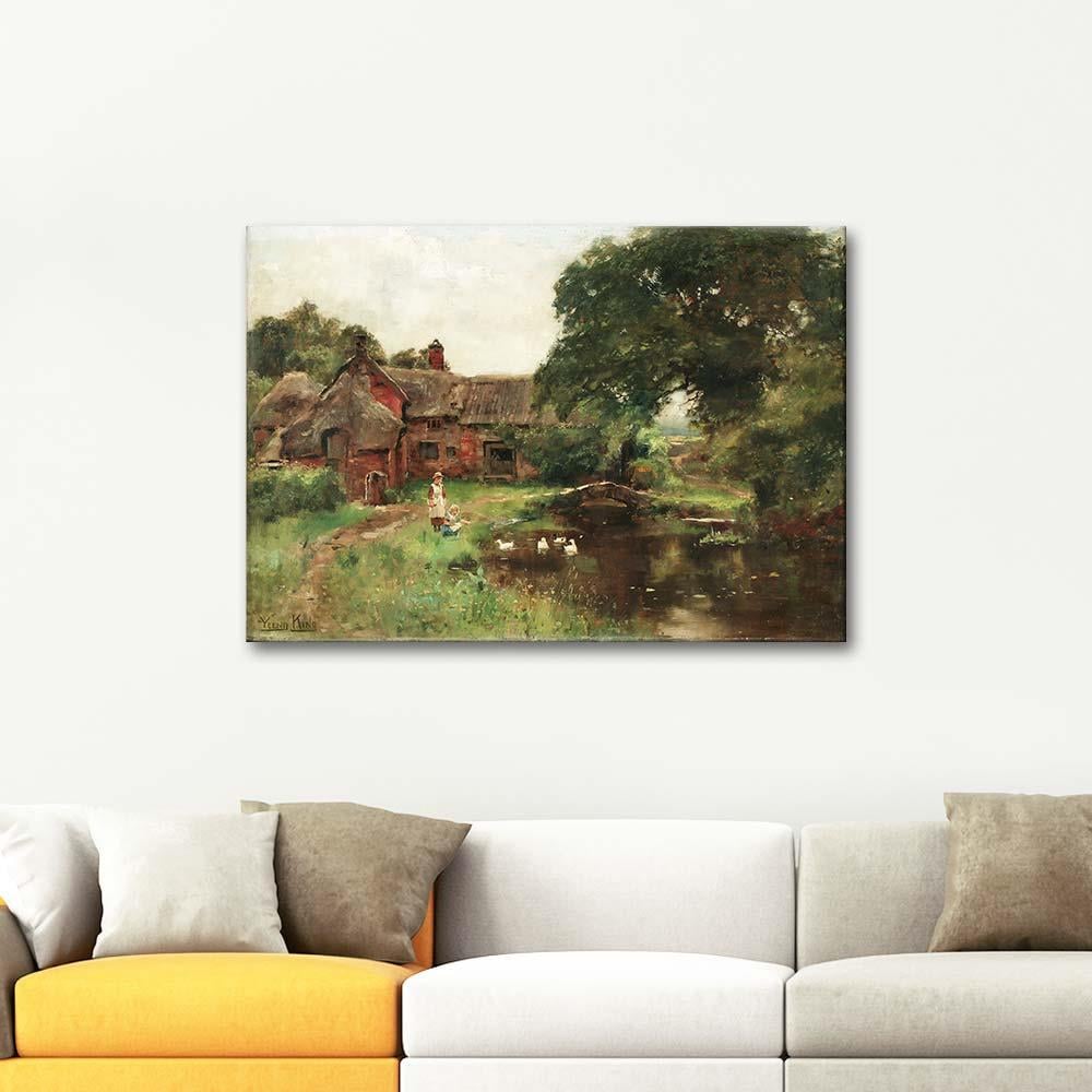 Henry John Yeend King Ördeklere Yem Verirken Kanvas Tablo