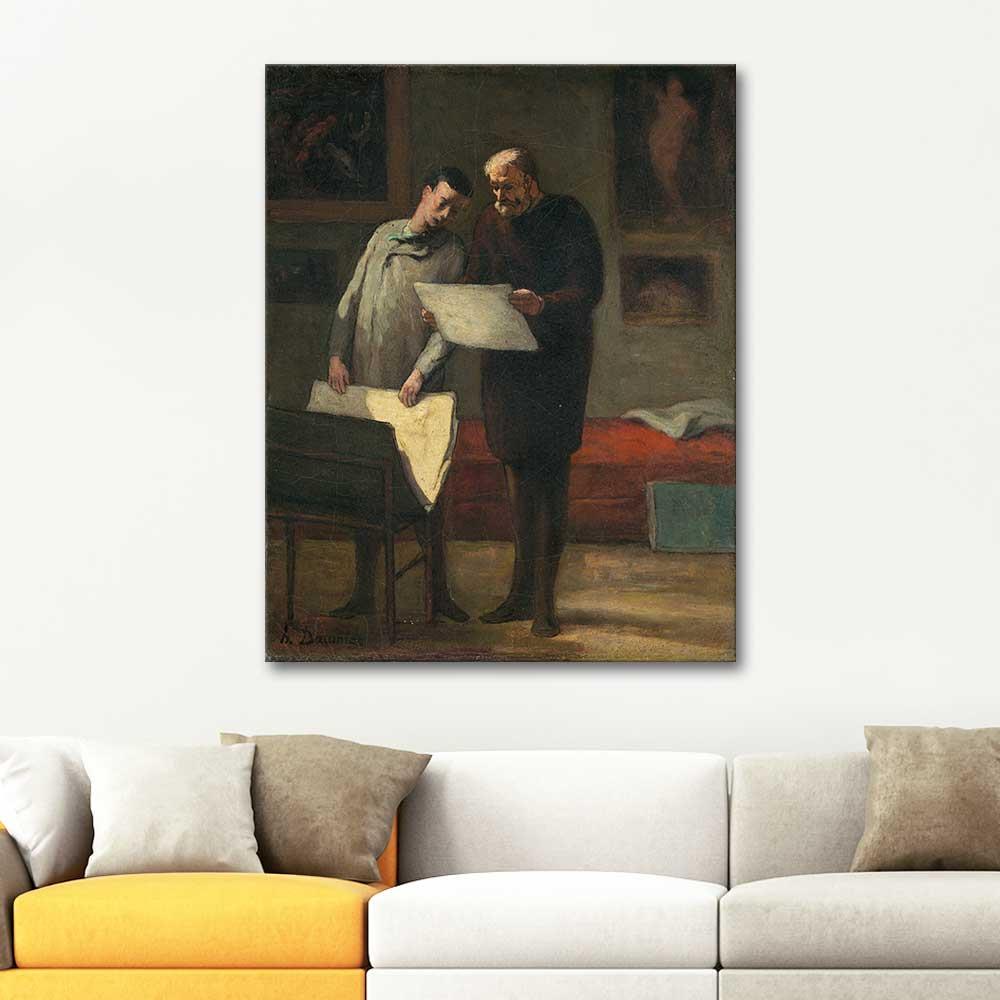 Honore Daumier Genç Ressama Öğütler Kanvas Tablo