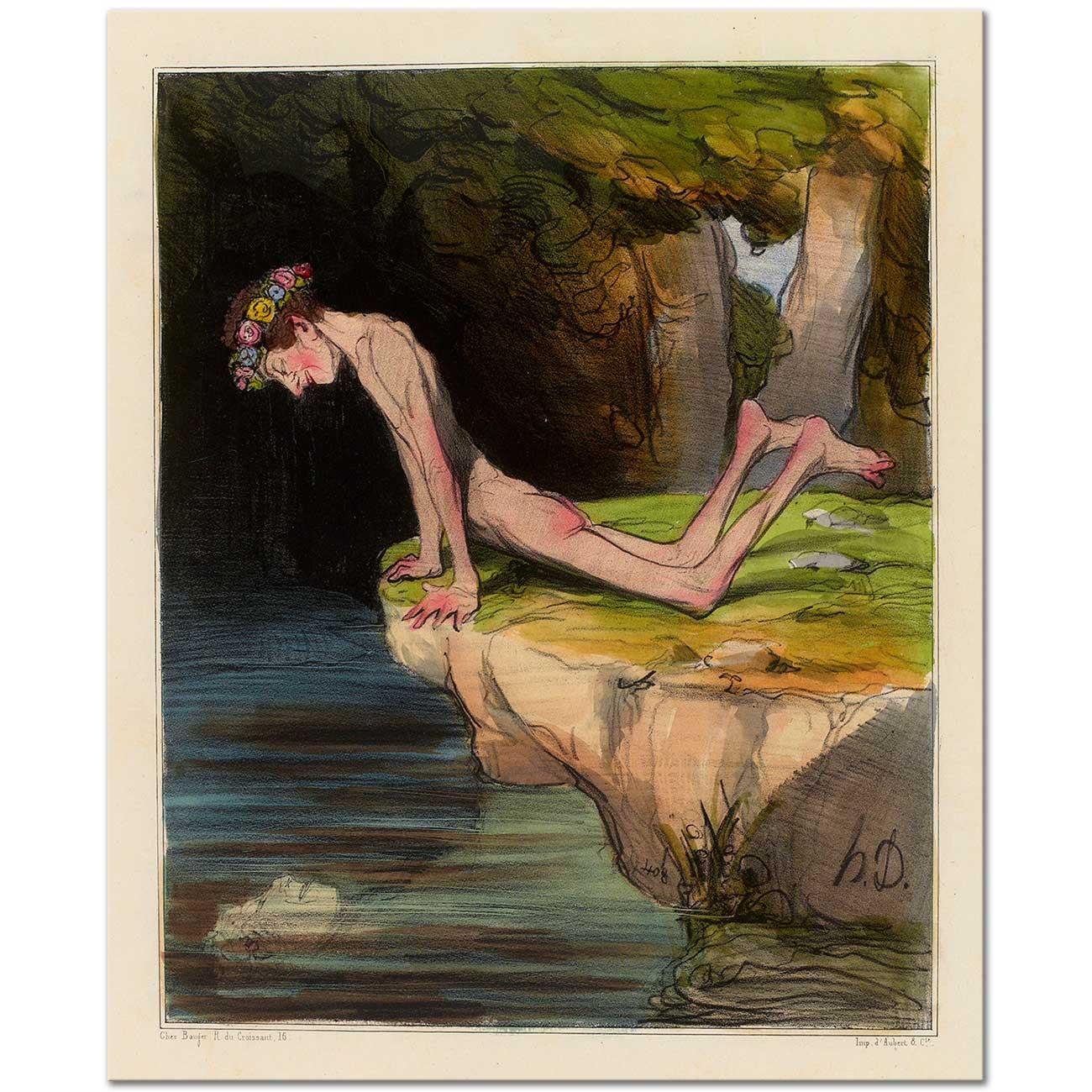 Honore Daumier Le Beau Narcisse Art Print