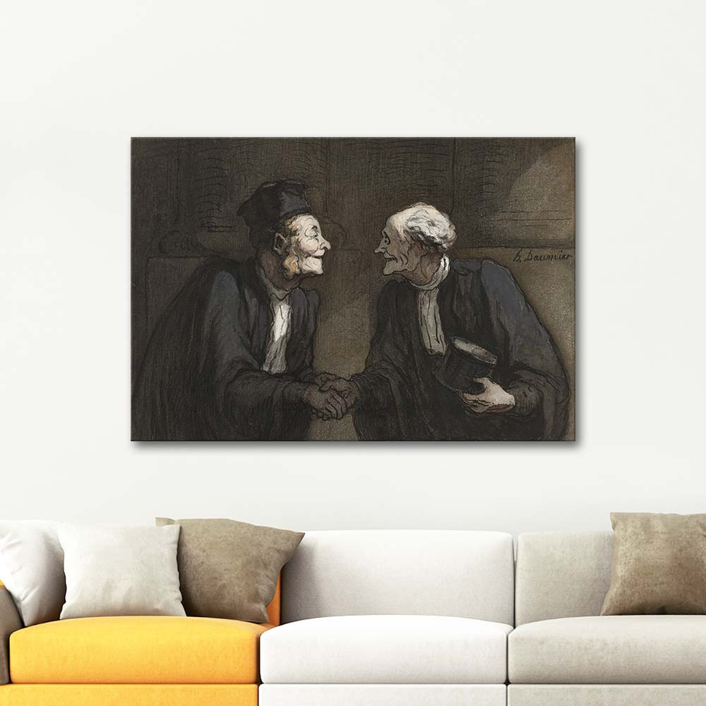 Honore Daumier Two Lawyers Handshake Art Print