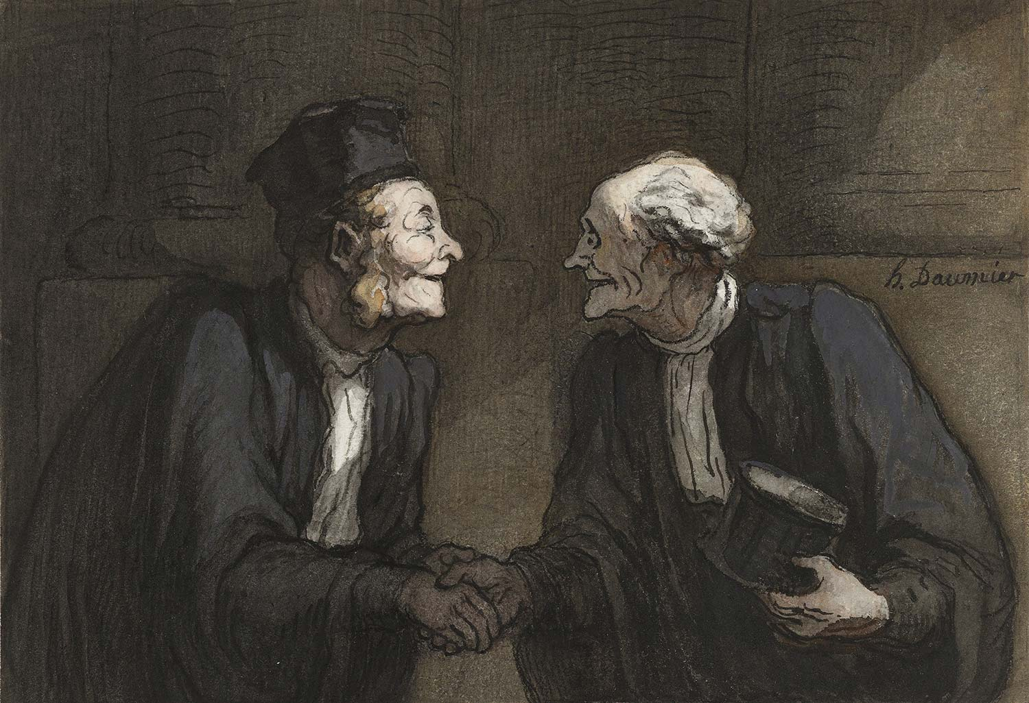Two Lawyers Handshake by Honore Daumier
