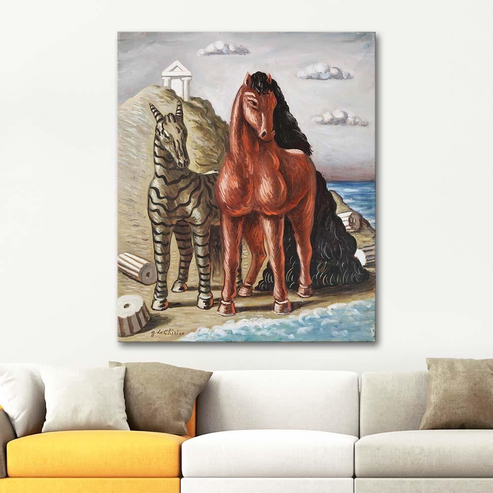 Giorgio de Chirico At ve Zebra Kanvas Tablo
