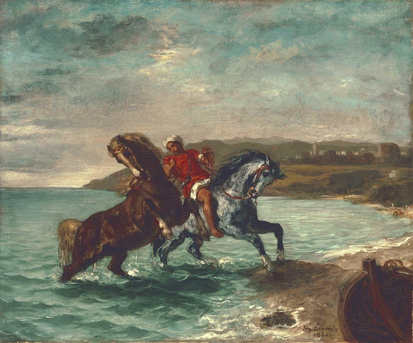 Eugene Delacroix Denizden Çıkan Atlar Kanvas Tablo