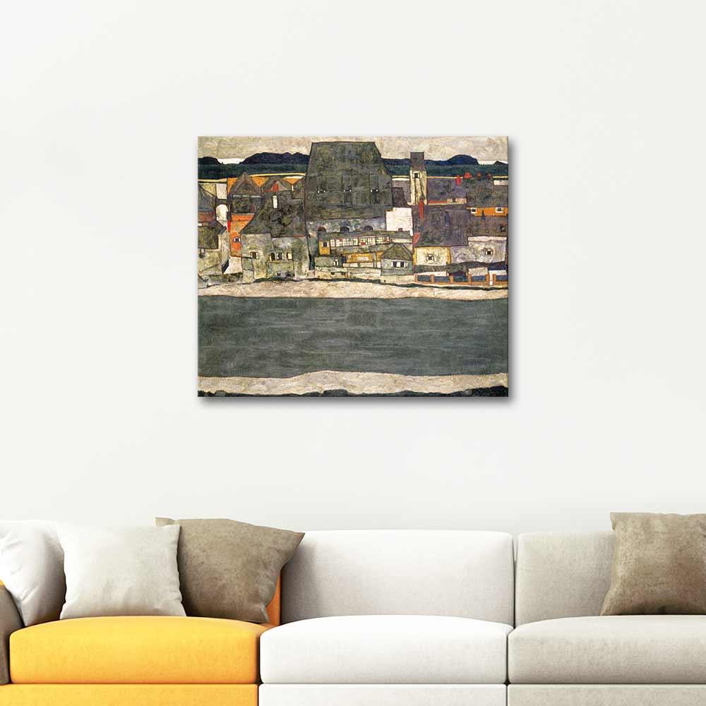 Egon Schiele Nehir Kıyısında Evler Kanvas Tablo