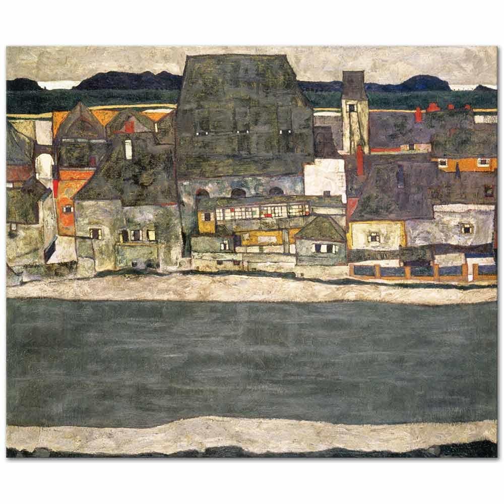 Egon Schiele Nehir Kıyısında Evler Kanvas Tablo