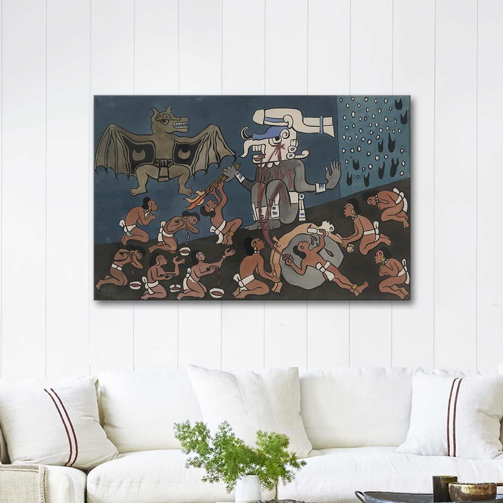 Human Sacrifice before Tohil by Diego Rivera as Art Print