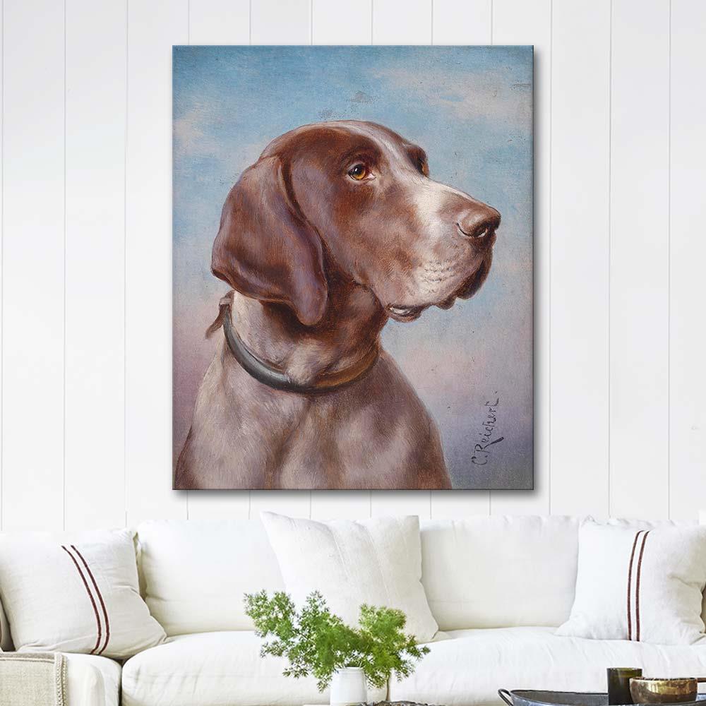 Carl Reichert Köpek Portresi Kanvas Tablo