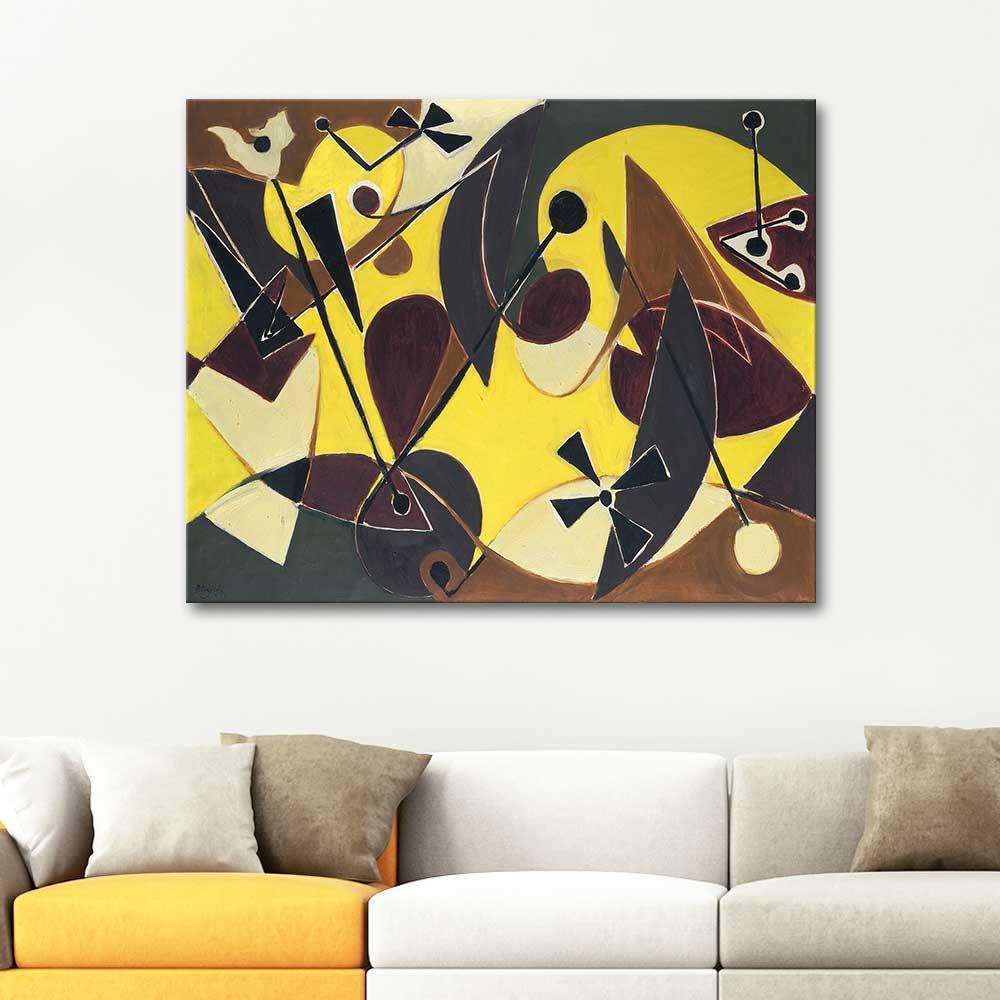 Ernst Wilhelm Nay Sarıda Görsellik Kanvas Tablo