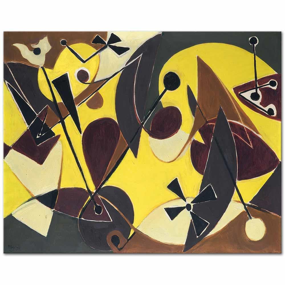 Ernst Wilhelm Nay Sarıda Görsellik Kanvas Tablo