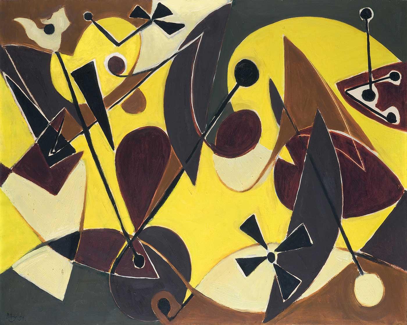 Ernst Wilhelm Nay Sarıda Görsellik Kanvas Tablo