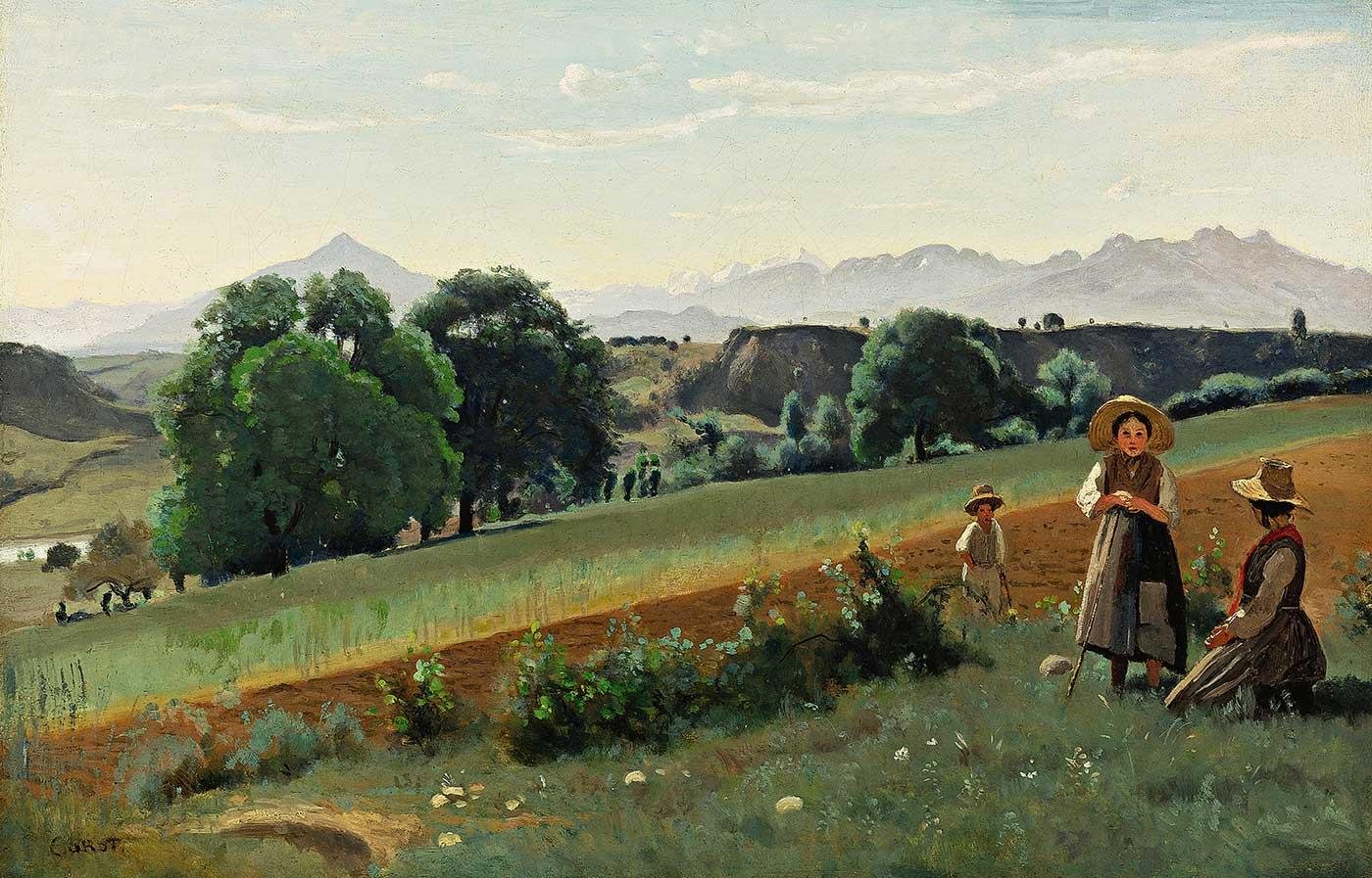 Jean Baptiste Camille Corot Tarlada Kanvas Tablo