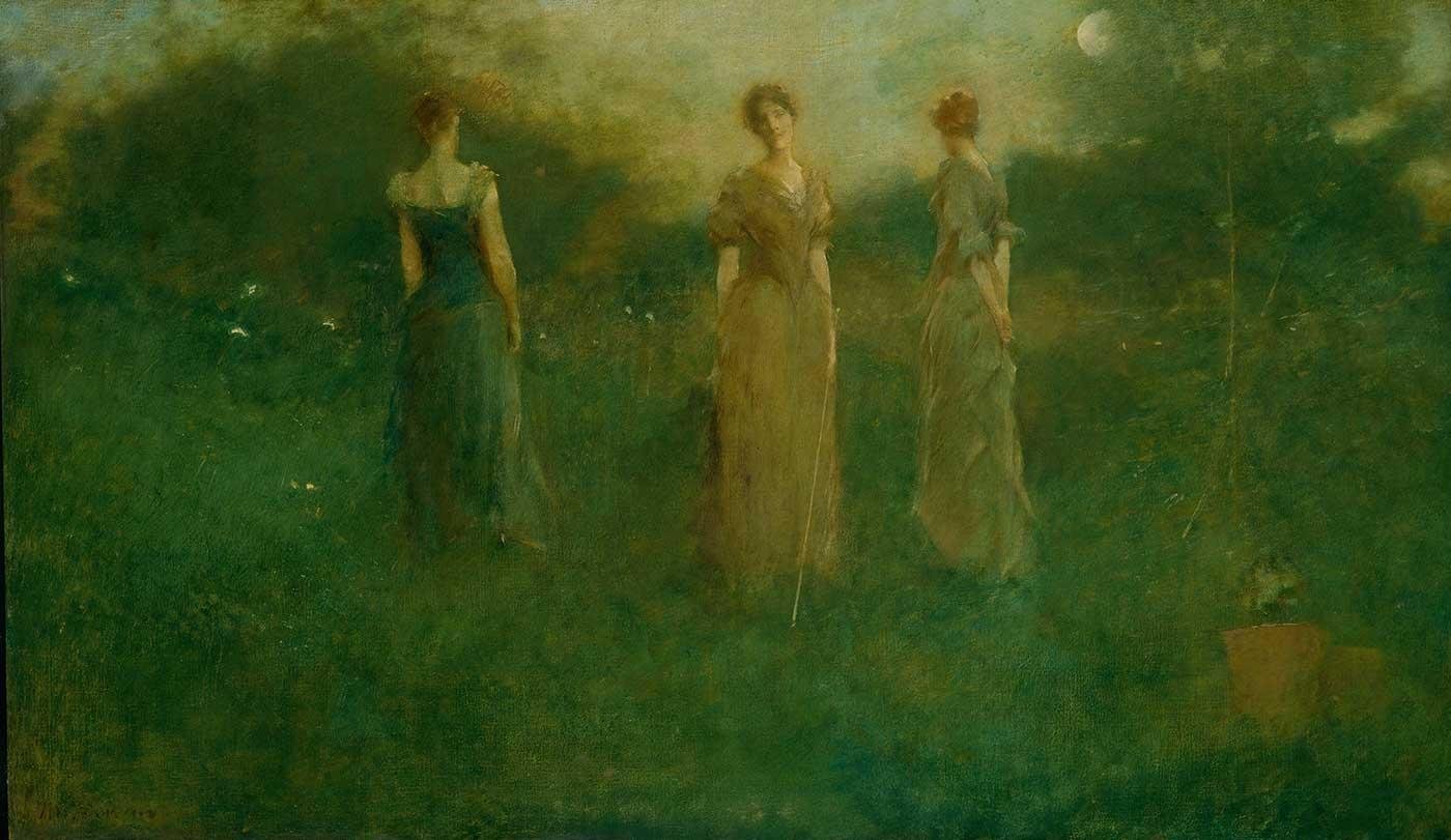 Thomas Wilmer Dewing Bahçede Kanvas Tablo