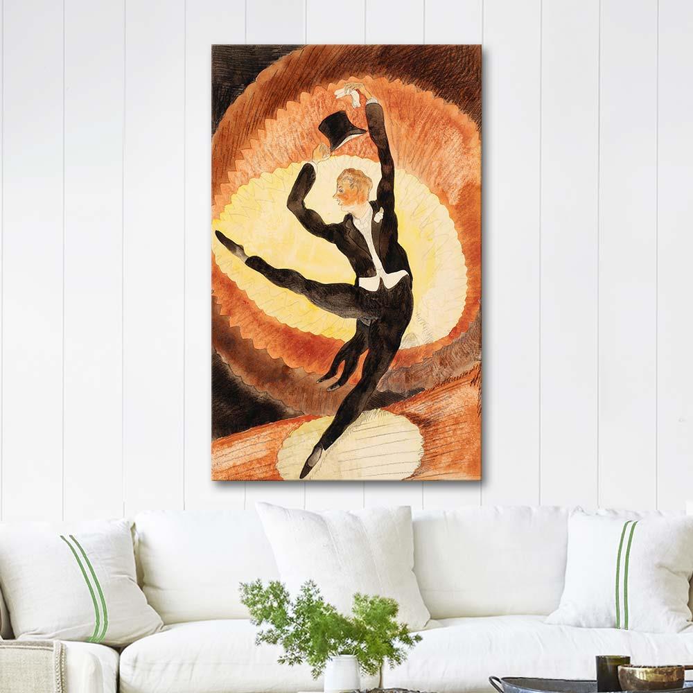 Charles Demuth Vodvil'de Silindir Şapkalı Akrobatik Erkek Dansçı Kanvas Tablo