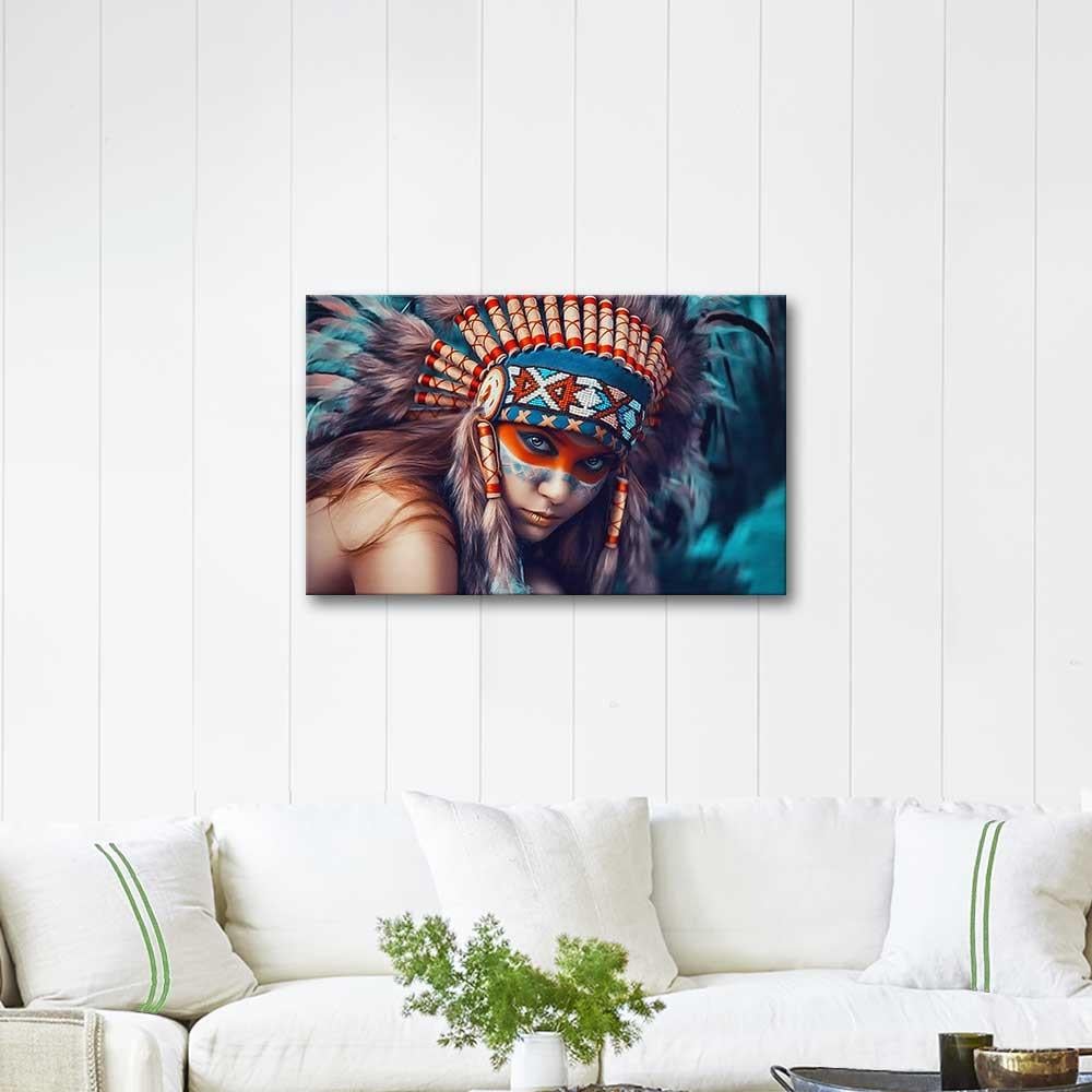 Kızılderili Kız Kanvas Tablo