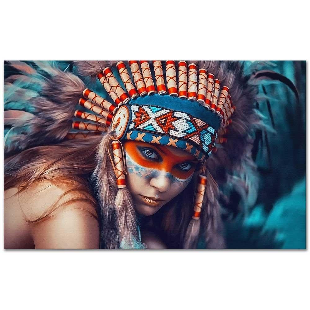 Kızılderili Kız Kanvas Tablo