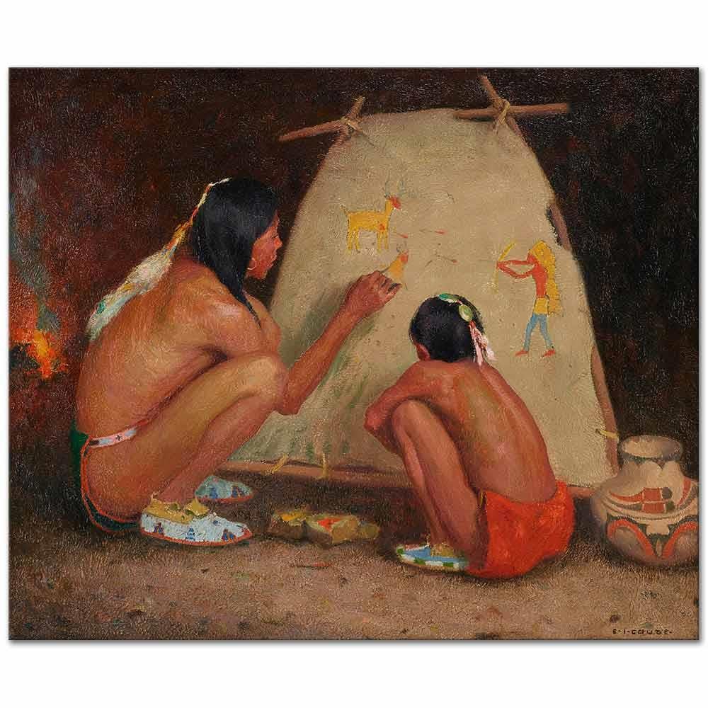 Eanger Irving Couse Yerli Ressam Kanvas Tablo