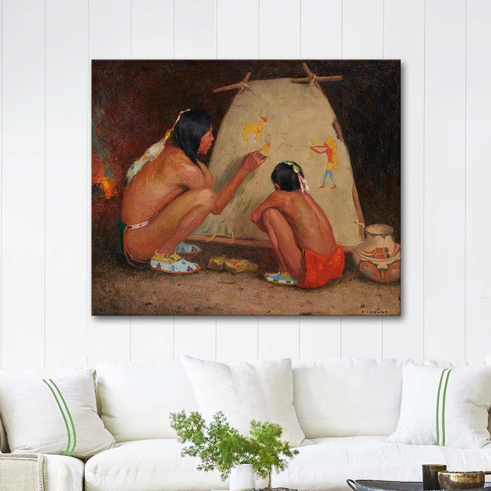 Eanger Irving Couse Yerli Ressam Kanvas Tablo