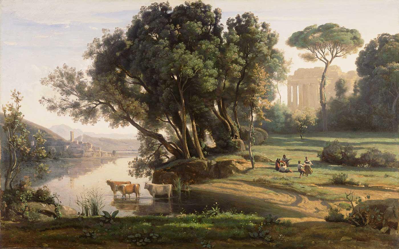 Jean Baptiste Camille Corot İtalya Manzarası Kanvas Tablo