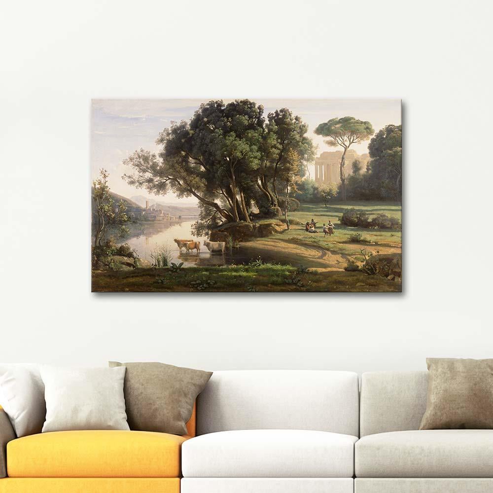 Jean Baptiste Camille Corot İtalya Manzarası Kanvas Tablo