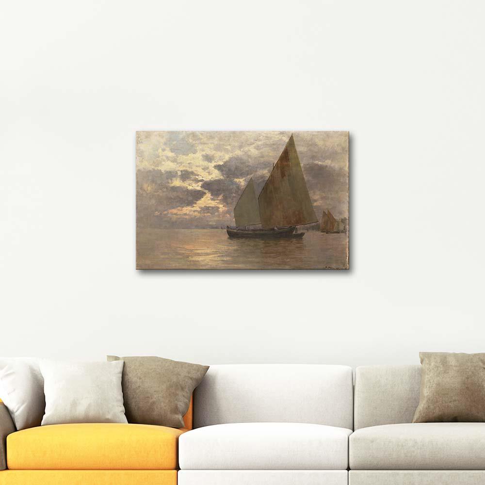 Bartolomeo Bezzi İtalya'da Liman Kanvas Tablo