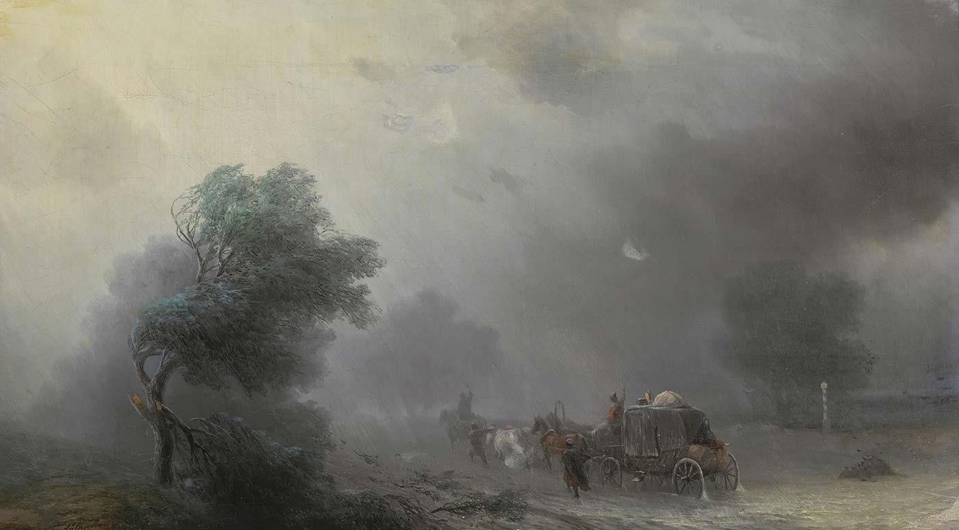 Carriage in a Storm by Ivan Aivazovsky