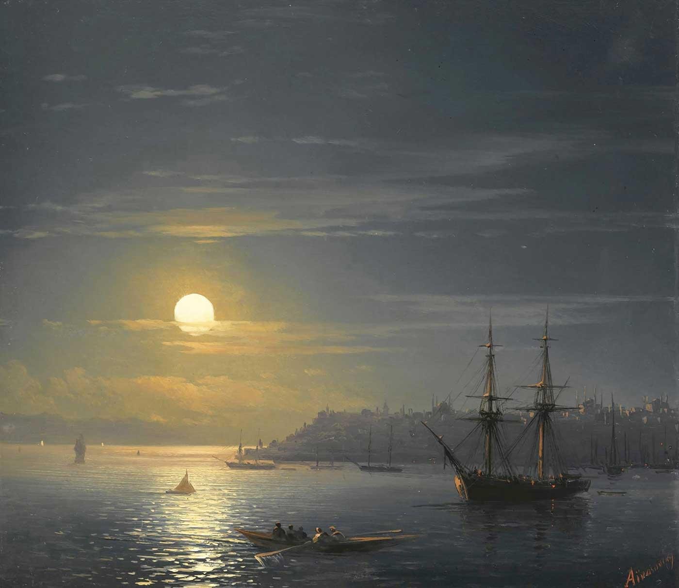 Ivan Ayvazovski Mehtapta Istanbul'a Bakış Kanvas Tablo
