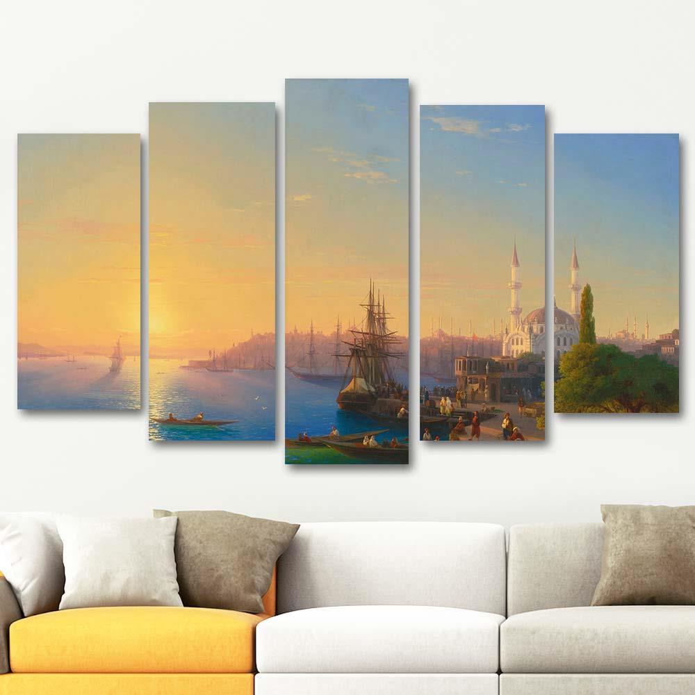 Ivan Aivazovsky View of Constantinople 5 Pieces Canvas Set Art Print