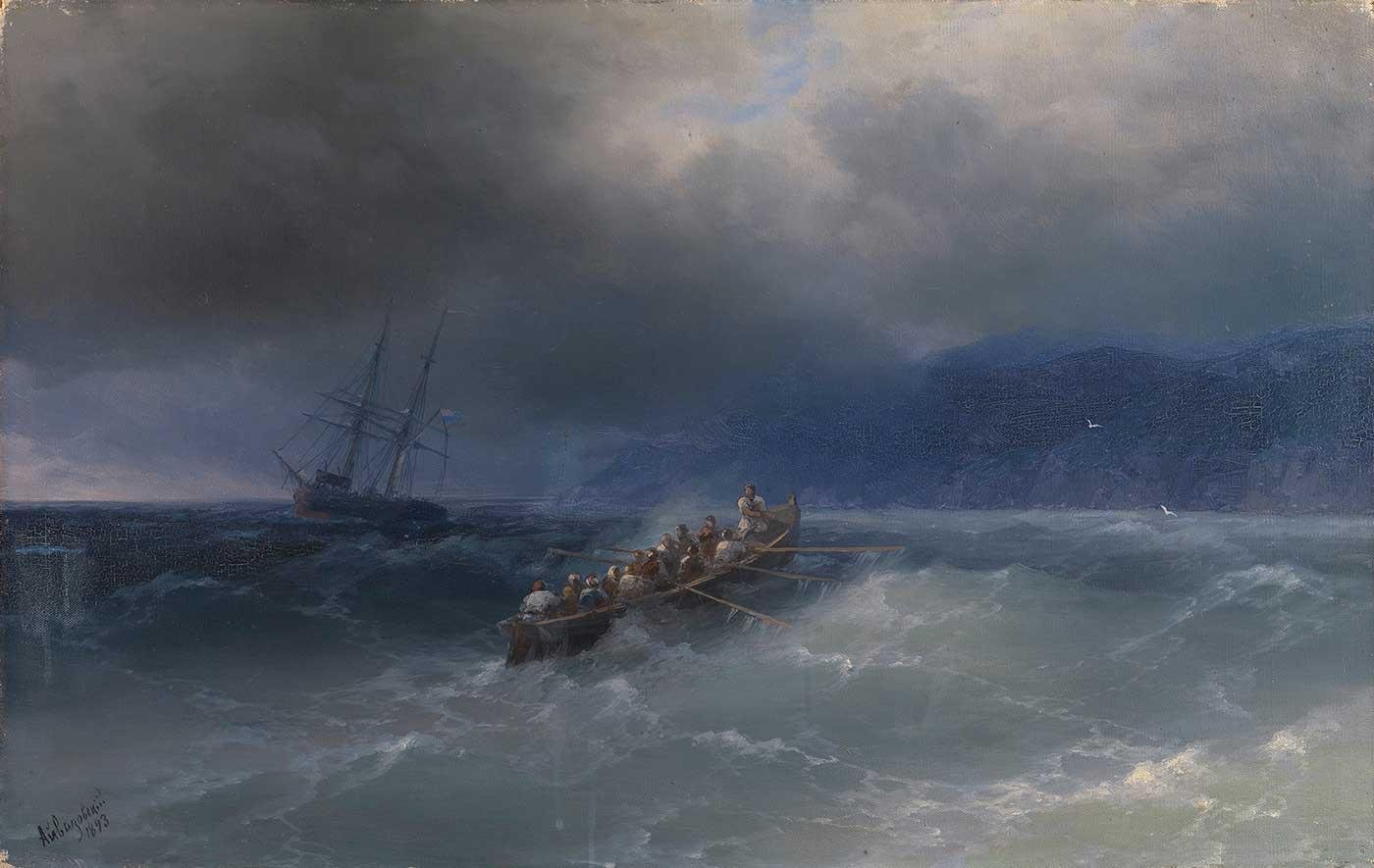 Rescue Boat in Strom by Ivan Aivazovsky