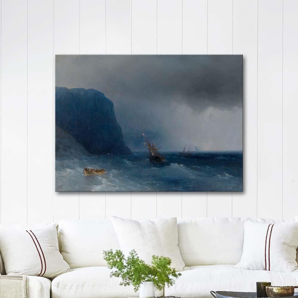 Ivan Aivazovsky Fırtınalı Denizde Gemiler Kanvas Tablo