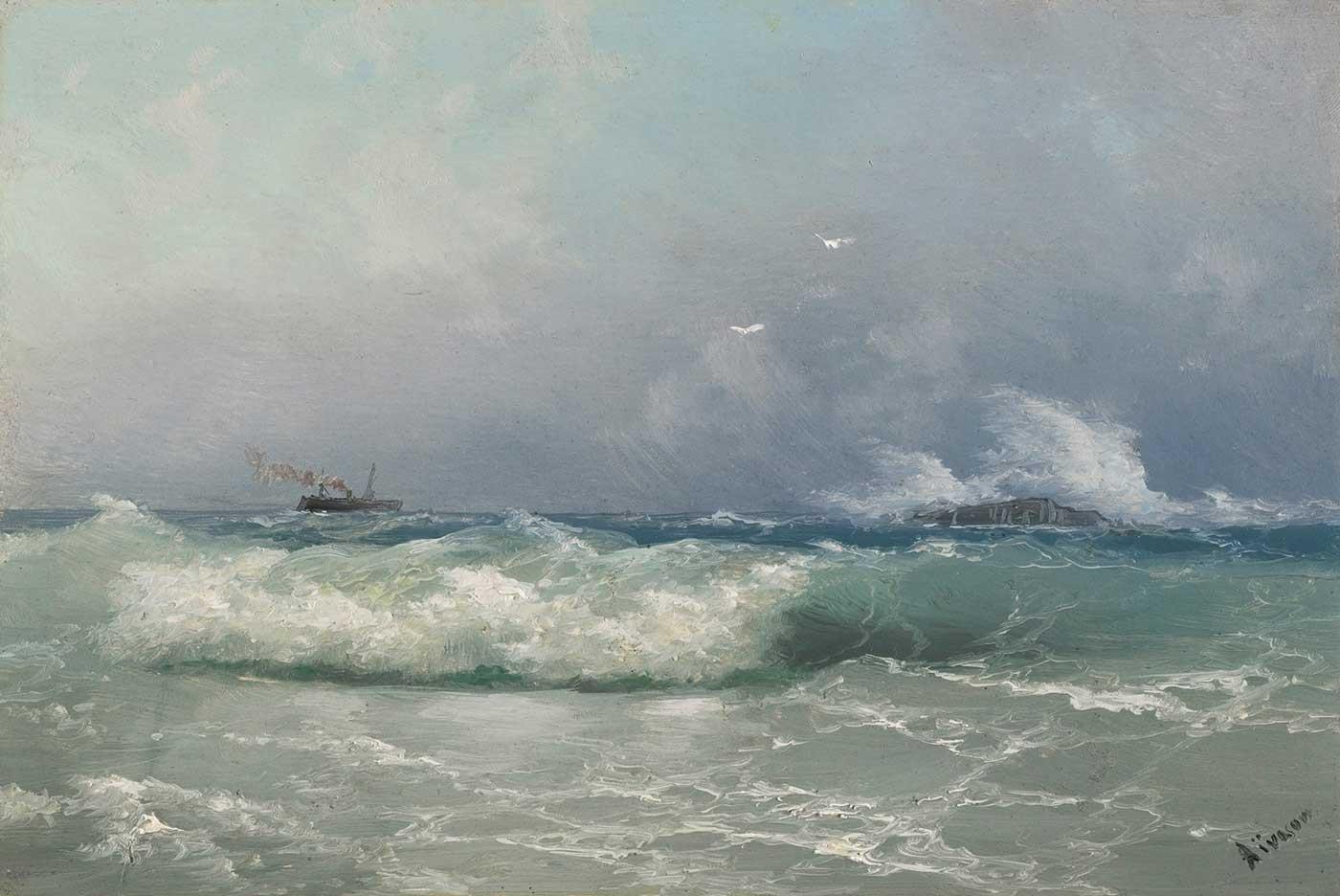 Steamship at the Sea by Ivan Aivazovsky