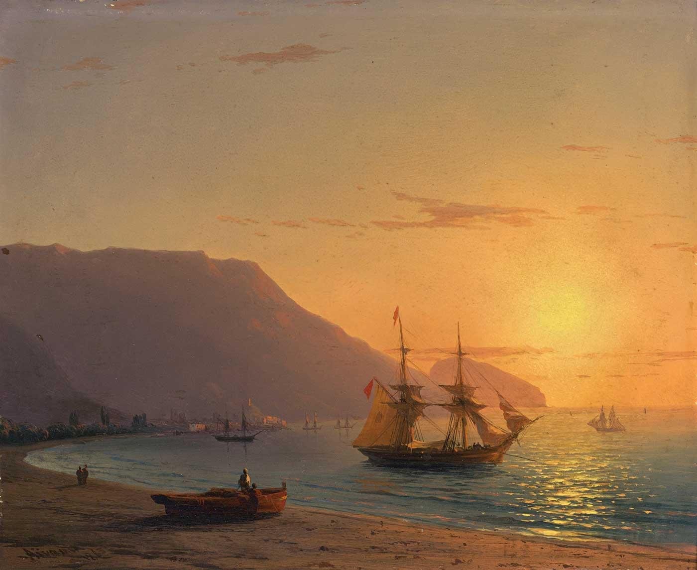Ivan Aivazovsky Sahildeki Yelkenli Kanvas Tablo