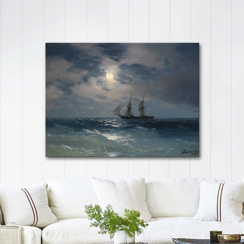 Ivan Aivazovsky The Brig Mercury in the Moonlight Art Print