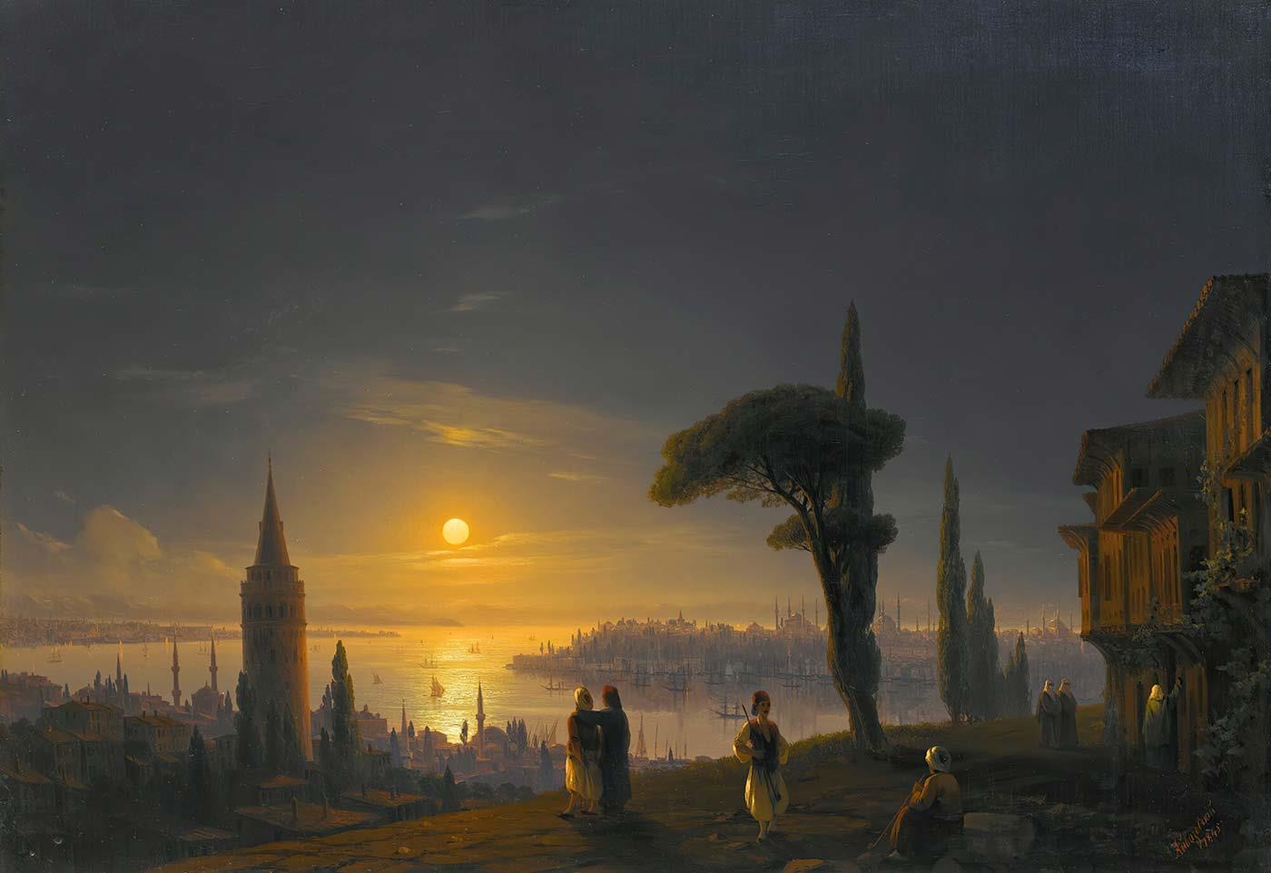 The Galata Tower by Moonlight by Ivan Aivazovsky