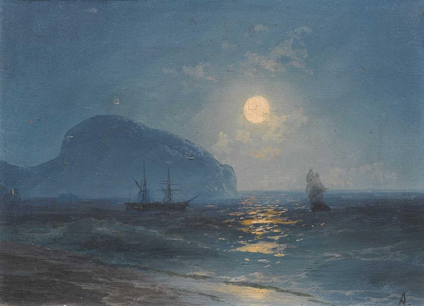 The Sea Shore at Night by Ivan Aivazovsky