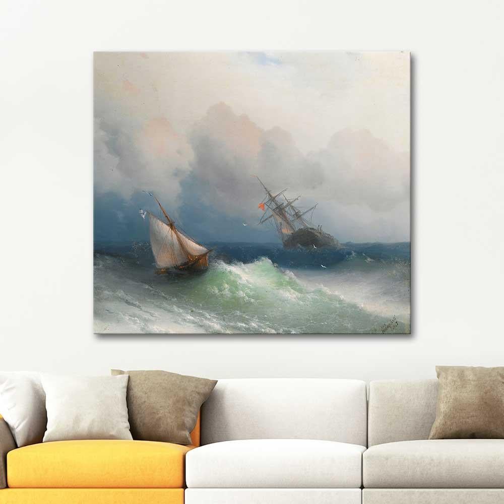 Ivan Aivazovsky Two Ships At Sea Art Print