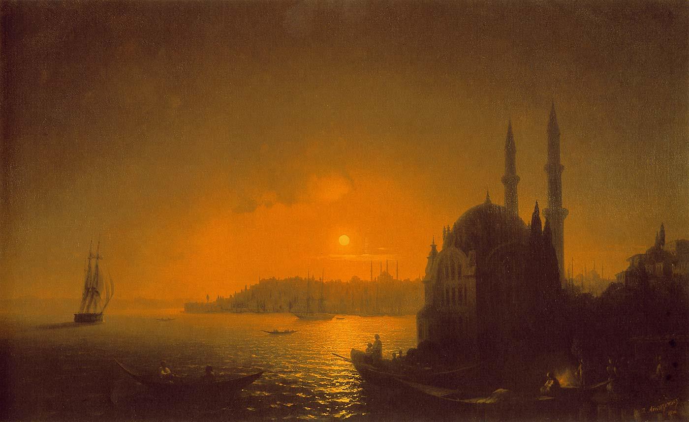 Ivan Ayvazovski Ayışığında Ortaköy'den Istanbul Kanvas Tablo