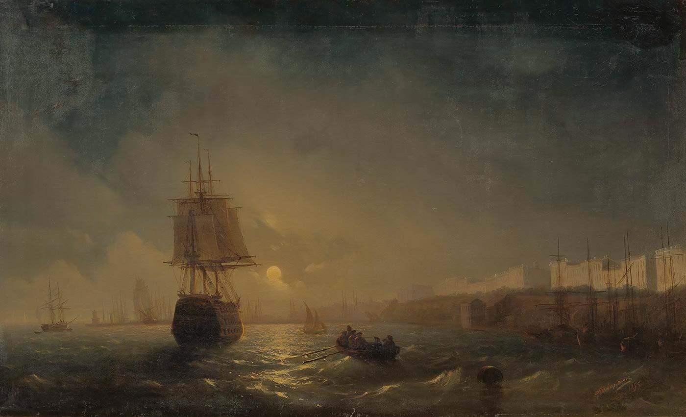 Ivan Ayvazovski Ayışığında Odessa'ya Bakış Kanvas Tablo