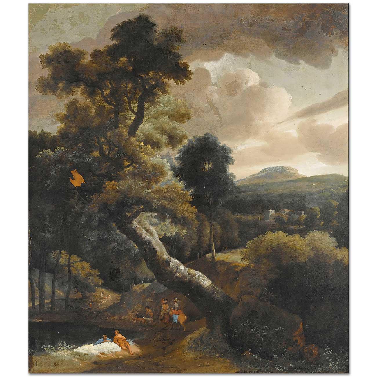 A Wooded Hilly Landscape by Jacob Esselens