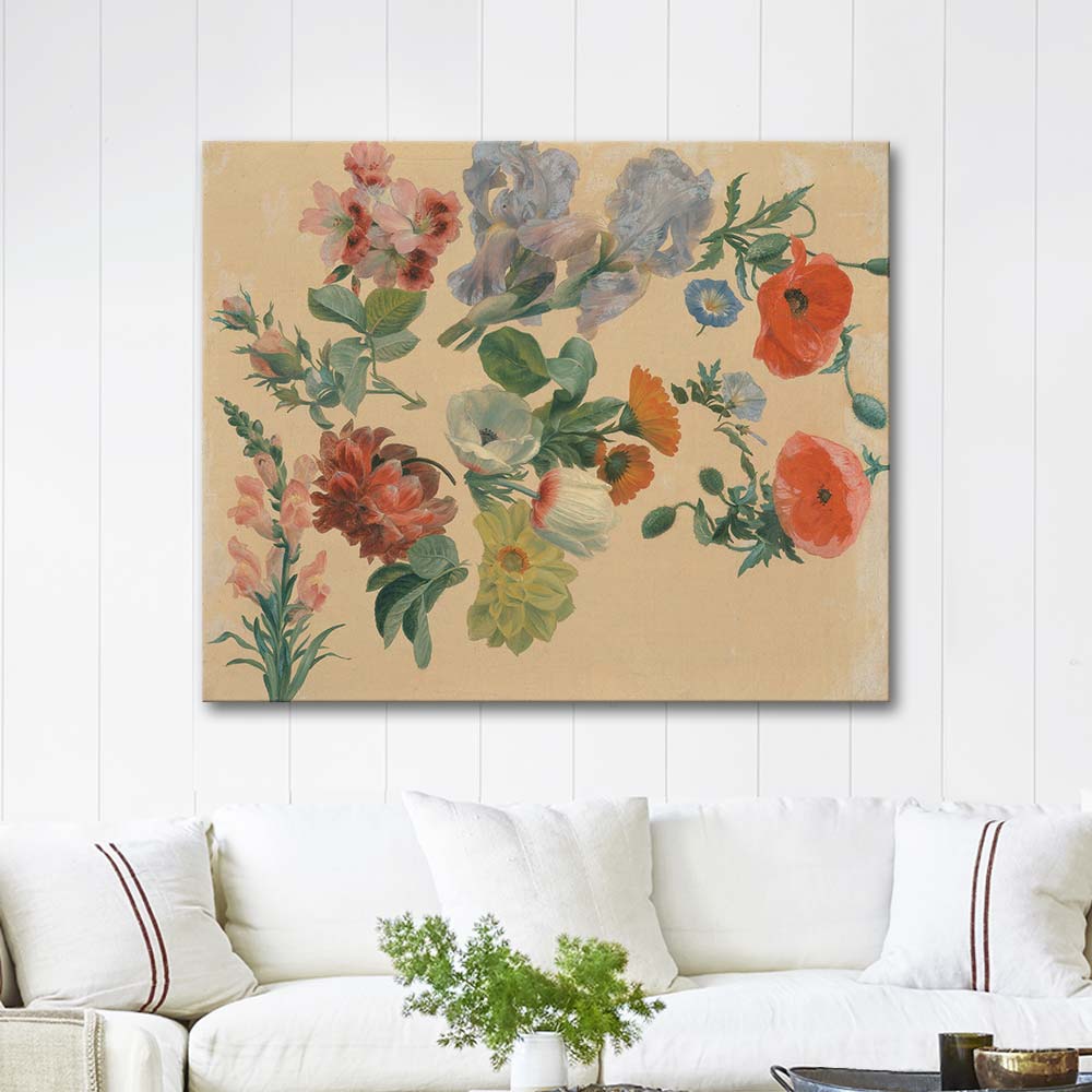 Jacques Laurent Agasse Studies of Summer Flowers Art Print