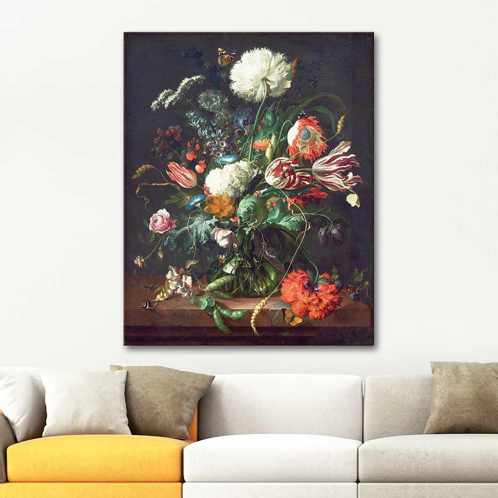 Jan Davidsz de Heem Vazoda Çiçek Demeti Kanvas Tablo