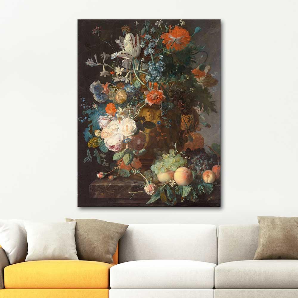 Jan van Huysum Flower Bouquet and the Fruits Art Print