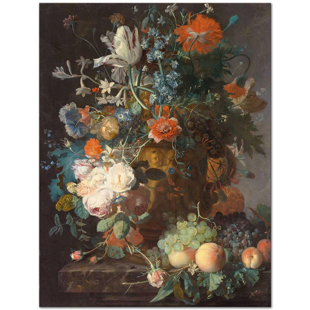 Flower Bouquet and the Fruits by Jan van Huysum