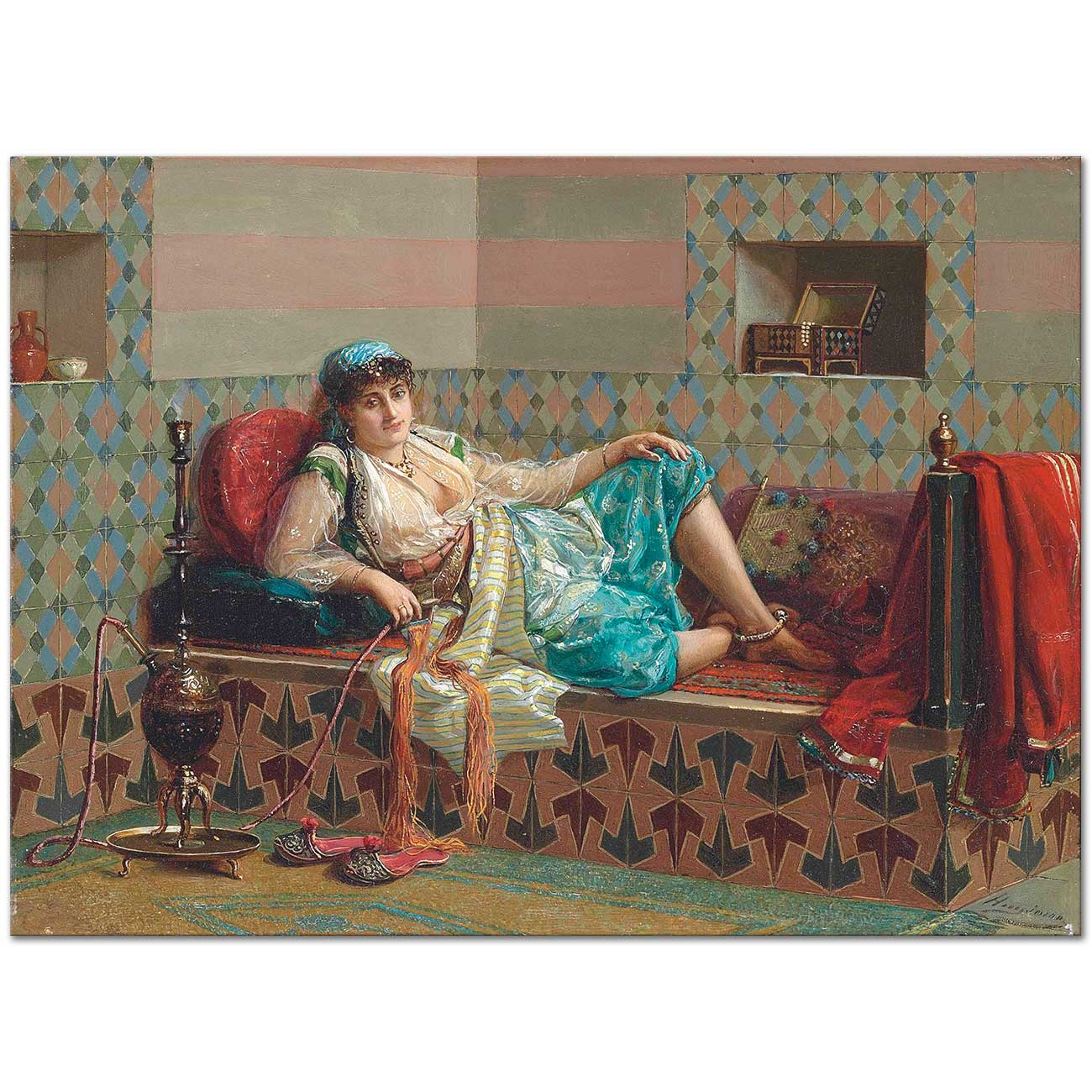 Jean Baptist Huysmans Relaxing in the Harem Art Print