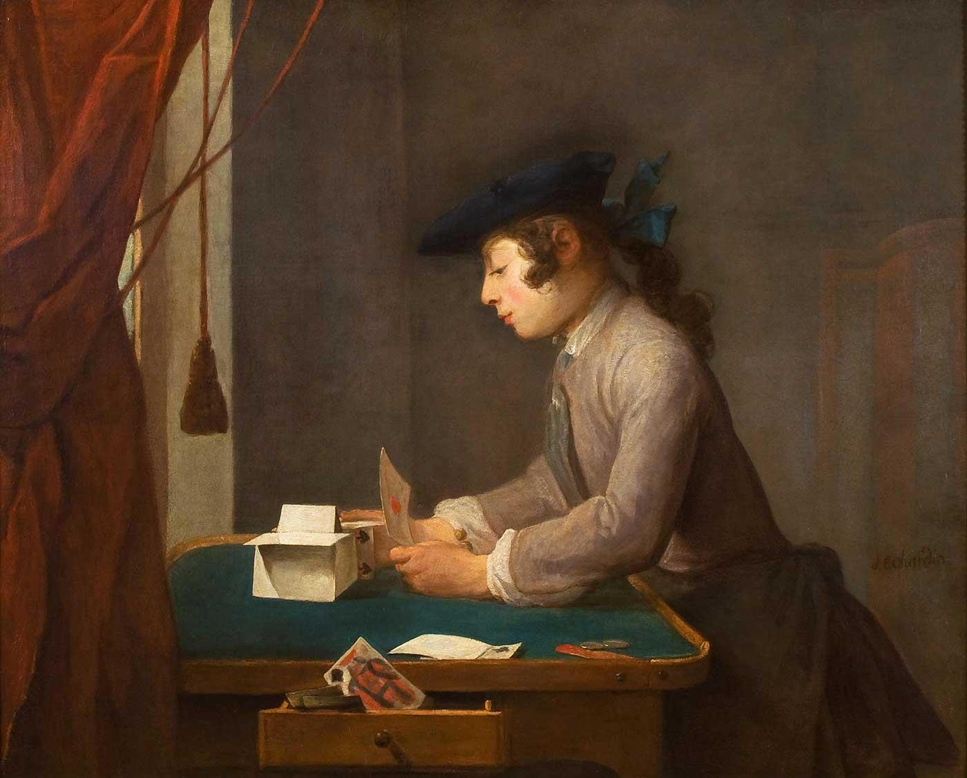 Boy Building a House of Cards by Jean Baptiste Simeon Chardin