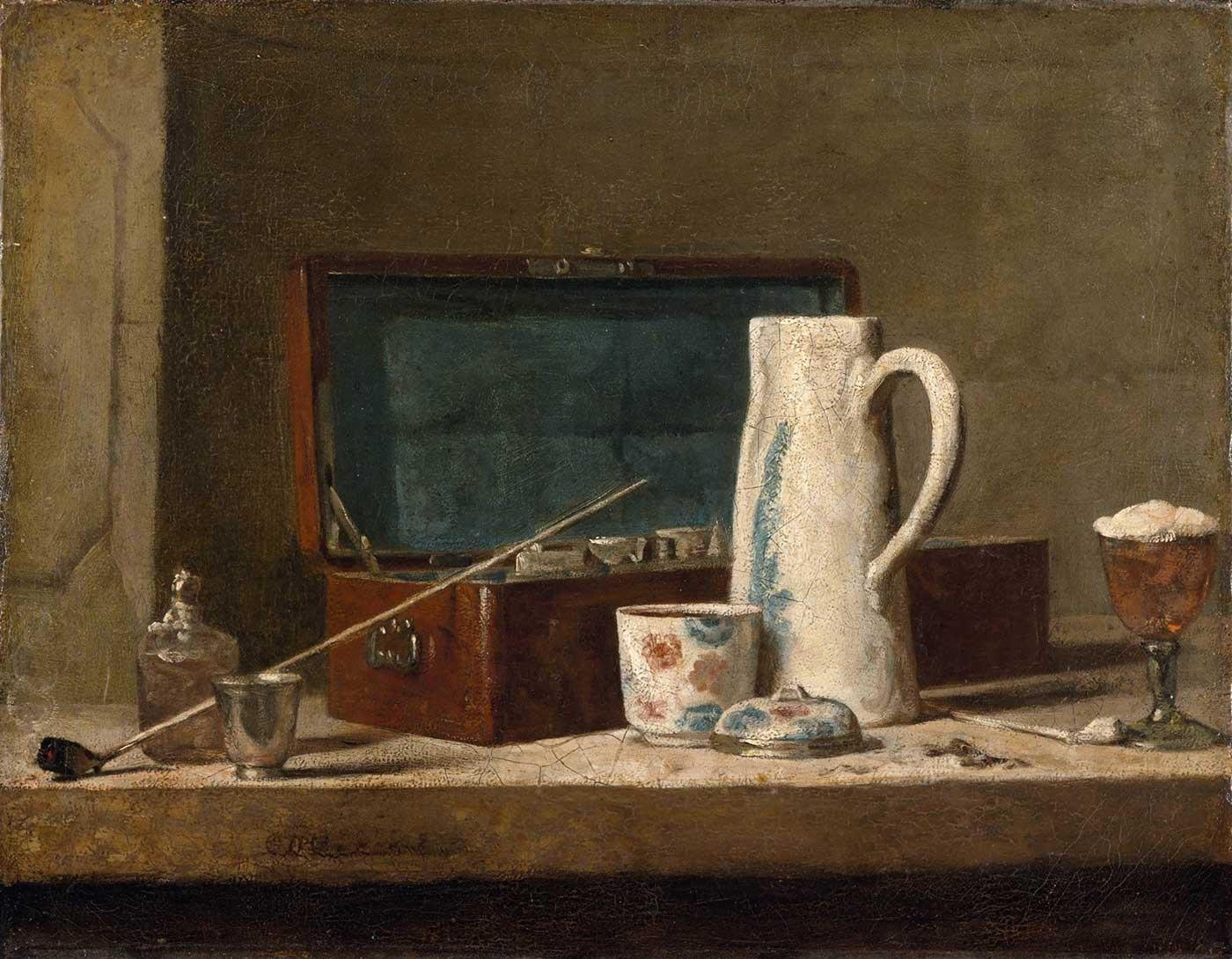 Jean Baptiste Simeon Chardin Testi ve Pipolu Natürmort Kanvas Tablo